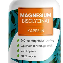 Magnesium Bisglycinat Kapseln 240x - 3000 mg, 360 mg elementares Magnesium pro Tag - vegan - Laborgeprüft