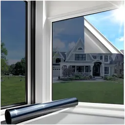 Lifetree Fensterfolie Spiegelfolie Hitzeschutz 44,5x200cm Schwarz-Silber