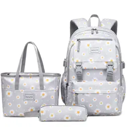 Aamytike Schulrucksack für Mädchen, wasserfest, inklusive Lunchpaket - 3-teiliges Set