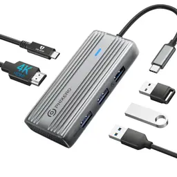 PHIXERO USB-C Hub Multiport Adapter, 4K HDMI, 5-in-1, 60 W PD, USB 3.0 & 2x USB 2.0, kompatibel mit MacBook Pro/Air, iPad Pro, Laptop