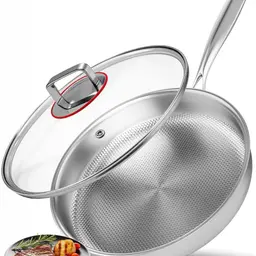 Abijan Edelstahlpfanne 30cm, unbeschichtet mit Deckel