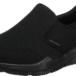 Skechers Herren Equalizer 4.0 Mid-Top Trainers, Schwarz Mesh mit Schwarz Trim, Größe 39 EU