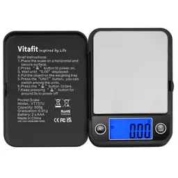 Vitafit 500g/0,01g Digitale Taschenwaage mit LCD-Anzeige, Feinwaage, Goldwaage, Münzwaage, Schmuckwaage, Schwarz