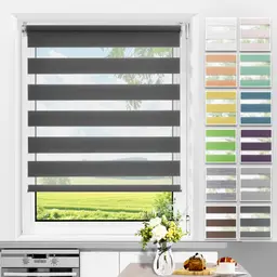 Allesin Doppelrollo Klemmfix ohne Bohren & mit Bohren, lichtdurchlässig, Sichtschutz, B45 x H150cm, Anthrazit