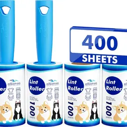 Fusselrolle Tierhaare Ultra Klebrig mit 2 Griffen + 4 Rollen, wiederverwendbar für Kleidung, Möbel & Teppiche