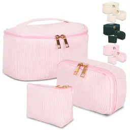 3er Set Damen Kosmetiktaschen, Tragbare Make-up- und Waschtaschen, Rosa, ideal für Alltag und Reisen