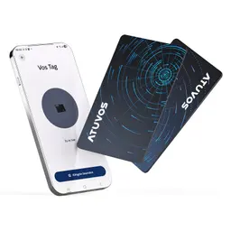 ATUVOS Dual-System Air Tag Karte Pro - Wallet Tracker, kompatibel mit Android & iOS, Wiederaufladbar, 2er Pack, dünn 1.6mm