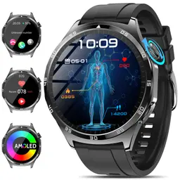 Smartwatch Herren mit EKG, Blutdruck, Schlafmonitor, Herzfrequenz, SPO2, Bluetooth, SOS-Notruf, Fitnessuhr für iOS/Android, 1,43" AMOLED