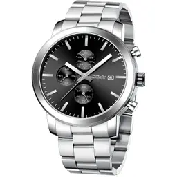 CRRJU Herren Chronograph Uhr Schwarz Edelstahlband