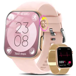 Smartwatch Damen mit EKG, HRV, Blutdruck, Menstruationszyklus, BMI 1,97" AMOLED Gesundheitsuhr mit Telefon, Herzfrequenz, SpO₂, Temperatur, Schlafmonitor und Fitnessfunktion