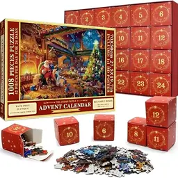 Dasfie Adventskalender 2024 - Weihnachts Jigsaw Puzzle mit 1008 Teilen für Kinder (70 x 50 cm)