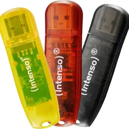 Intenso USB 2.0 Stick 3er Pack 8GB Rainbow – Speicherstick für Datenübertragung und Backup, Gelb Rot Schwarz