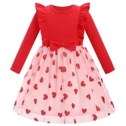 EFOGEP Mädchen Weihnachtskleid mit Rüschchen, Pailletten und Tüll, festliches Kleid für 3-4 Jahre