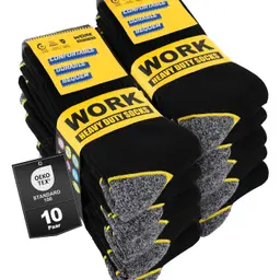 Effeet Arbeitssocken Herren, 10 Paar, Gepolstert & Verstärkt, WORK Socks