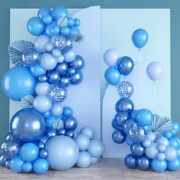 Luftballons Blau Set 140 Stück, Party Ballons Mehrfarbig 5-18" mit Glitzer Konfetti, Heliumtauglich, ideal für Geburtstag, Hochzeit, Babyshower & Events
