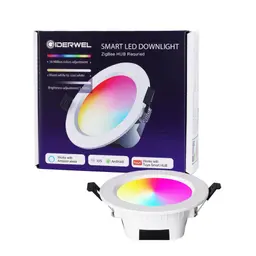 Smart ZigBee LED Einbaustrahler, RGBWW, kompatibel mit Echo Plus, App/Alexa steuerbar, dimmbar (3000K-6000K), für Decken Ambientebeleuchtung