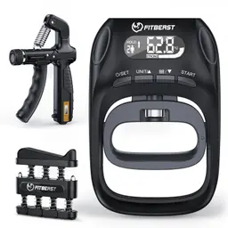 FitBeast Griffkraft-Tester & Fingertrainer - 3-in-1 Set zum Kraftaufbau & Erholung, verstellbar