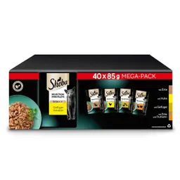 SHEBA Adult Katzenfutter Nass - 40x85g Portionsbeutel mit Geflügel in Sauce