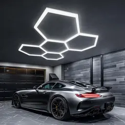 Lphianx Hexagon LED Deckenleuchte – 200W, 6500K, für Garage, Werkstatt, Lager, Keller, Fitnessstudio