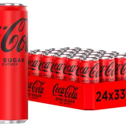 Coca-Cola Zero Sugar in stylischen Dosen (24 x 330 ml) – koffeinhaltiges Erfrischungsgetränk mit originalem Geschmack, null Zucker & Kalorien