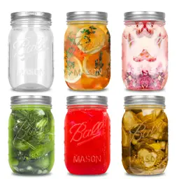 Withosent 6er-Pack 500ml Mason Jar Gläser mit Schraubdeckeln für Einmachen, Eingelegtes, Honig, Joghurt, Nüsse & Süßigkeiten