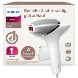 Philips Lumea IPL 8000 Series - Haarentfernung für Körper & Gesicht, 3 Aufsätze, seidig-glatte Haut & Alternative zur Laser-Haarentfernung