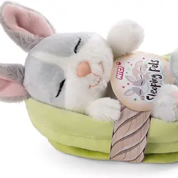 NICI Kuscheltier Hase grau 12 cm – Weiches Plüschtier im Körbchen zum Kuscheln und Spielen, ideale Geschenkidee