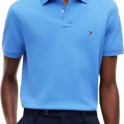 Tommy Hilfiger Herren Poloshirt Kurzarm, Regular Fit, Blau, Größe M