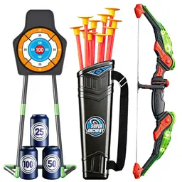 WIBELRYUSN Kinder-Pfeil und Bogen, Indoor & Outdoor Sportspielzeug mit beweglichem Ziel, 55"