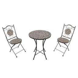 AXI Amélie Bistroset 3-teilig mit Mosaik Blumen Rosa | Bistrotisch mit 2 Stühlen | Gartenmöbel Set für Balkon/Terrasse