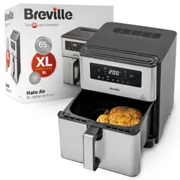 Breville Halo Digitale Heißluftfritteuse 1700W, 9L, schnelleres Garen, 50% energieeffizient, groß 65% mehr Platz für Braten, Backen, Grillen [VDF131X]