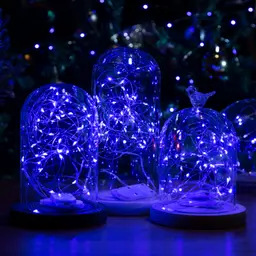 6er LED Lichterkette Batterie 2M 20 LEDs Blau, silberner Kupferdraht, Dekoration für Flasche, Weihnachten & Urlaub