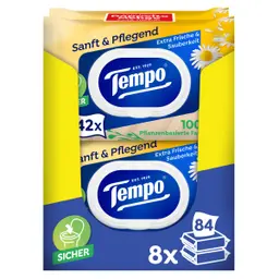 Tempo Feuchte Toilettentücher "Sanft & Pflegend" - Megapack - 16 Packungen mit je 42 Tüchern