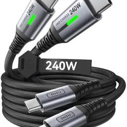 INIU 240W USB C Kabel, 2er Set 2m Nylon Geflochten, PD Schnellladekabel für iPhone 17/16/15 Pro Max, Galaxy S25/S24 Ultra, Pixel 10/9a, iPad Pro, MacBook Air