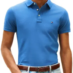 Tommy Hilfiger Herren Poloshirt Kurzarm Blau (Blue Orbit) Slim Fit L