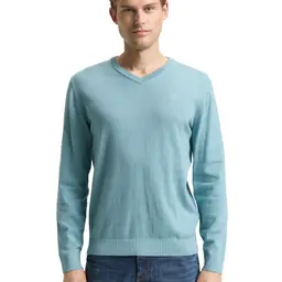 Tom Tailor Herren Strickpullover mit V-Ausschnitt, 39104 - Tourmaline Melange, M