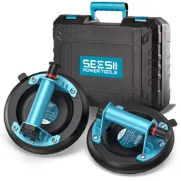 SEESII Vakuum Saugheber 2er-Set, 8" Glasheber mit Tragkraft bis 200 kg, für Fliesen, Glas, Marmor, Laminat & Terrassenplatten