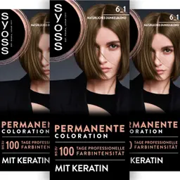 SYOSS Coloration 6_1 Natürliches Dunkelblond (115 ml) – Permanente Coloration mit Keratin, bis zu 100 Tage Farbintensität, 100% Grauabdeckung