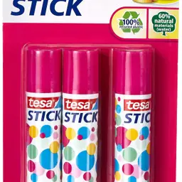 tesa Stick ecoLogo - Geruchsneutraler Klebestift für Papier und Pappe - 3 x 10 g