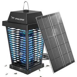 PALONE Insektenvernichter Elektrisch Solar, 4500V, USB-C wiederaufladbar, UV-Mückenlampe, 7,5W Sonnenkollektor & 3,6M Kabel für Camping & Garten