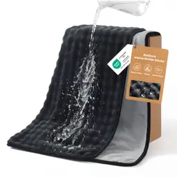 BEDSURE wasserdichte Kuscheldecke 127x152 cm, Schwarz/Grau