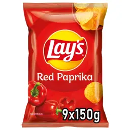 Lay's Red Paprika – Knusprige Kartoffelchips für Party, 9 x 150 g