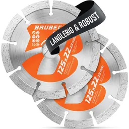 BAUBECK 2er Set Diamantscheiben 125mm für Stein, Beton – kompatibel mit Winkelschleifern von Bosch, Metabo