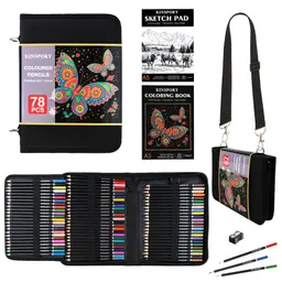 KINSPORY 78-teiliges Buntstifte-Set mit 3,0 mm weichen Minen