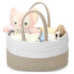 Withosent Wickeltisch Organizer aus Baumwolle, Baby-Organizer Korb, Aufbewahrungskorb für den Wickeltisch, Windel-Caddy mit Fächern & Griffen, Baby-Geschenke