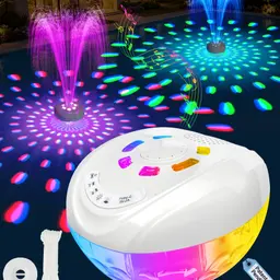 Luxfero 3-in-1 Pool Lautsprecher mit LED & Springbrunnen, Wasserdichter Bluetooth Lautsprecher IP68, Pool Musikbox