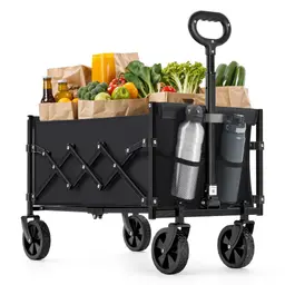 SONGMICS faltbarer Gartenhandwagen, 90 L, bis 180 kg, schwarz