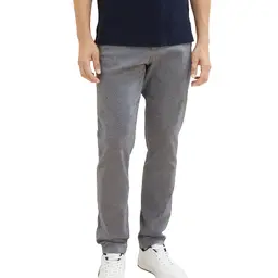 TOM TAILOR Herren Slim Fit Chino-Hose mit Gürtel, 32/32, White Navy Zig Zag