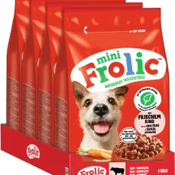 Frolic Mini Hunde Trockenfutter für kleine Hunde mit frischem Rind 4x1,5kg