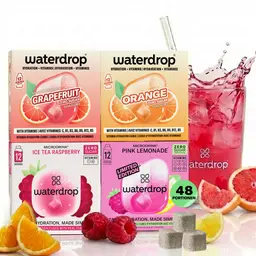 waterdrop® Limonaden Set – 48 Würfel in 4 Sorten – Zuckerfreier Durstlöscher & Geschmack für Wasser – Flavour Drops